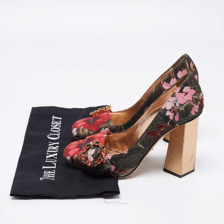 Pre Owned Dolce & Gabbana Multicolor Canvas Jackie Pumps Size 39.5