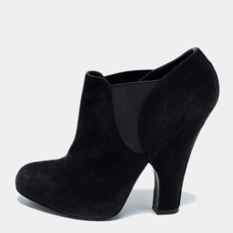 Pre Owned Dolce & Gabbana Black Suede Ankle Booties Size 36.5