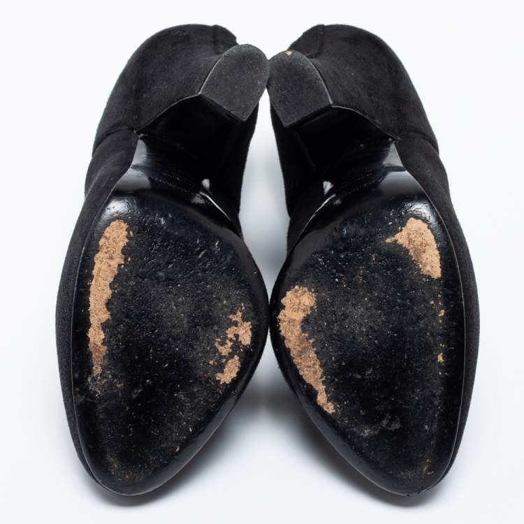 Pre Owned Dolce & Gabbana Black Suede Ankle Booties Size 36.5