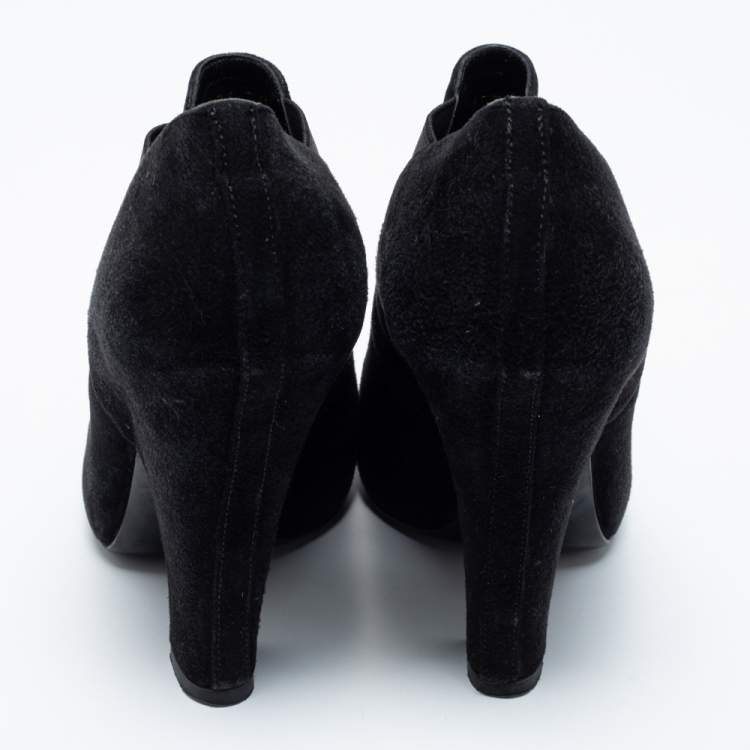 Pre Owned Dolce & Gabbana Black Suede Ankle Booties Size 36.5
