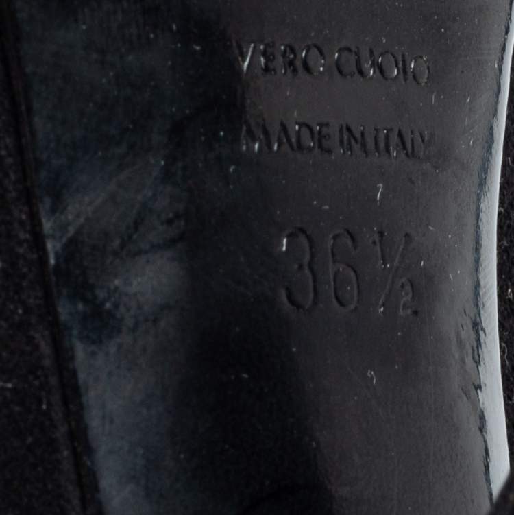 Pre Owned Dolce & Gabbana Black Suede Ankle Booties Size 36.5