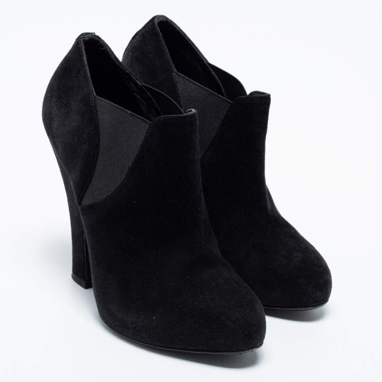 Pre Owned Dolce & Gabbana Black Suede Ankle Booties Size 36.5