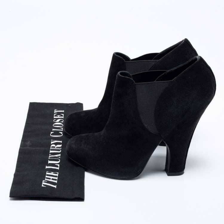 Pre Owned Dolce & Gabbana Black Suede Ankle Booties Size 36.5