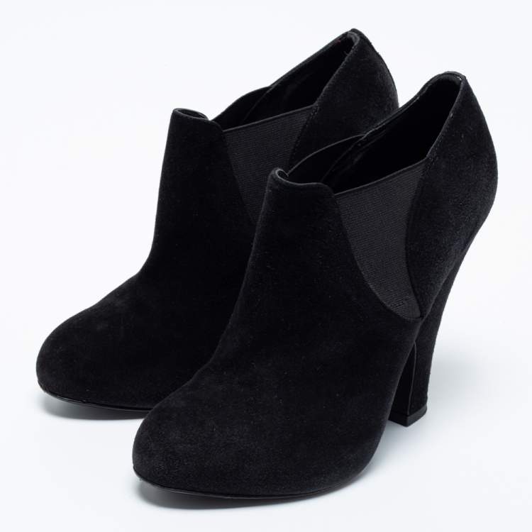 Pre Owned Dolce & Gabbana Black Suede Ankle Booties Size 36.5