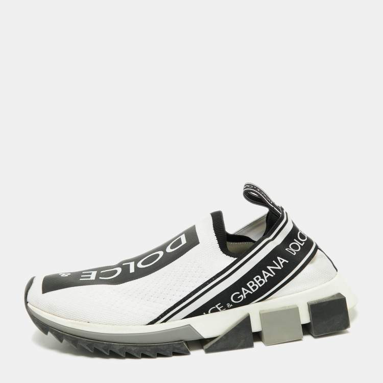 Pre Owned Dolce & Gabbana White Fabric Sorrento  Sneakers Size 39.5
