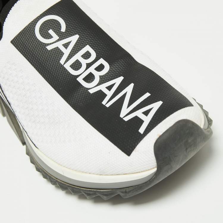 Pre Owned Dolce & Gabbana White Fabric Sorrento  Sneakers Size 39.5
