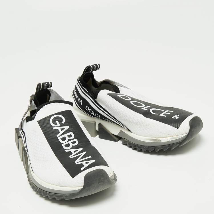 Pre Owned Dolce & Gabbana White Fabric Sorrento  Sneakers Size 39.5