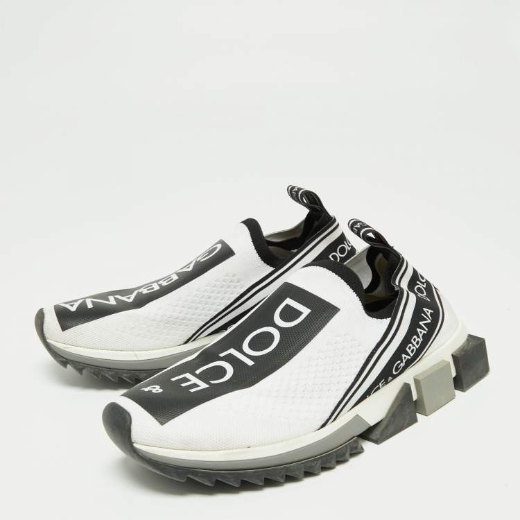Pre Owned Dolce & Gabbana White Fabric Sorrento  Sneakers Size 39.5
