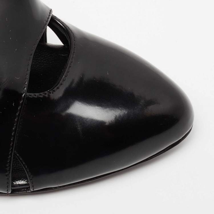 Pre Owned Dolce & Gabbana Black Patent Leather Ankle Strap Pumps Size 35