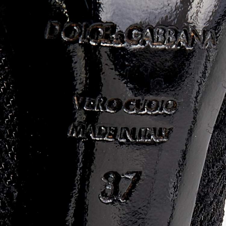 Pre Owned Dolce & Gabbana Black Lace Peep Toe Booties Size 37