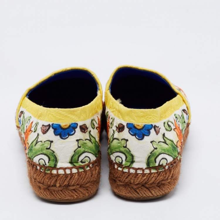 مملوكة مسبقًا Dolce & Gabbana Multicolor Print Canvas Majolica Espadrille Flats Size 36