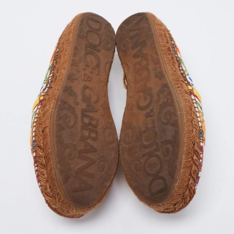 مملوكة مسبقًا Dolce & Gabbana Multicolor Print Canvas Majolica Espadrille Flats Size 36