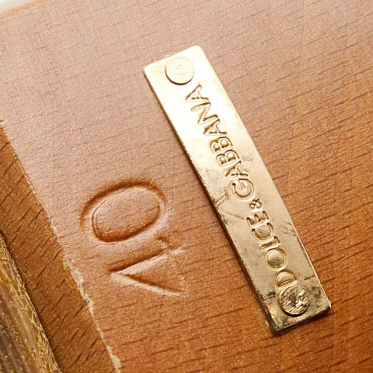 Pre Owned Dolce & Gabbana White Leather Wooden Platform Slide Sandals Size 40