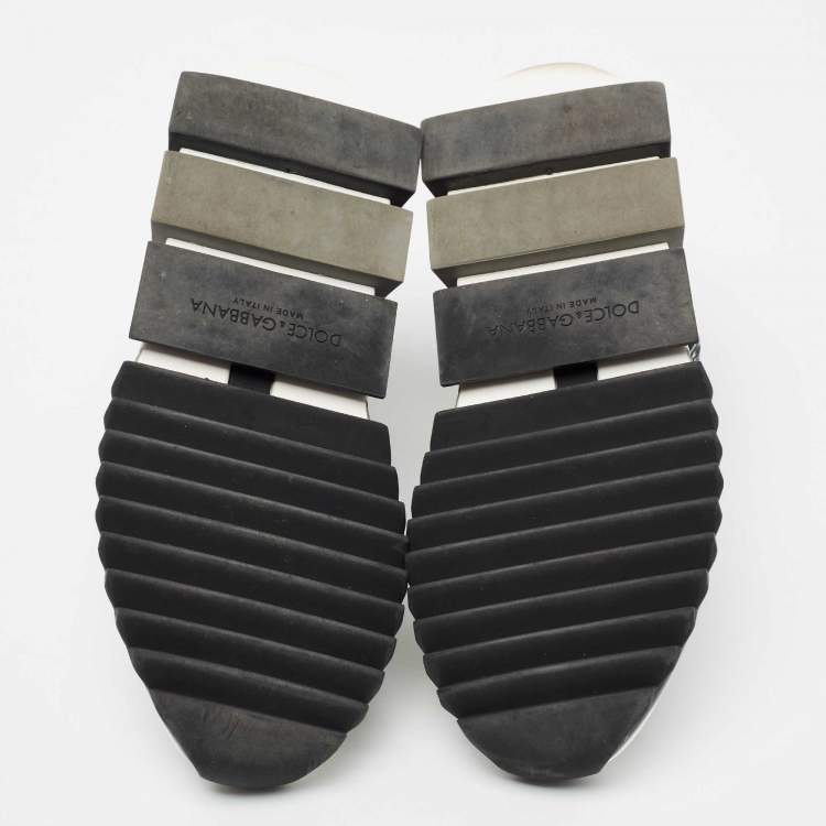 Pre Owned Dolce & Gabbana Black/White Knit Fabric Sorrento Sock Sneakers Size 38.5