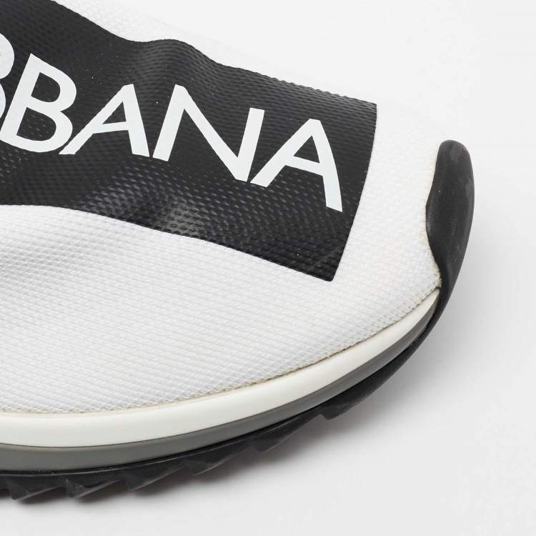 Pre Owned Dolce & Gabbana Black/White Knit Fabric Sorrento Sock Sneakers Size 38.5