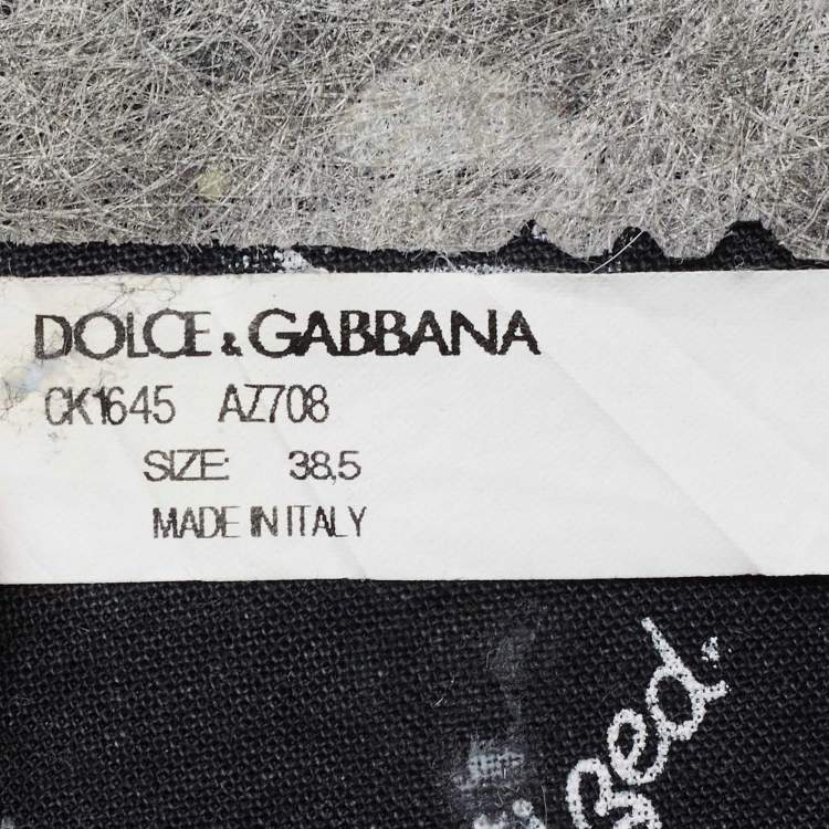 Pre Owned Dolce & Gabbana Black/White Knit Fabric Sorrento Sock Sneakers Size 38.5