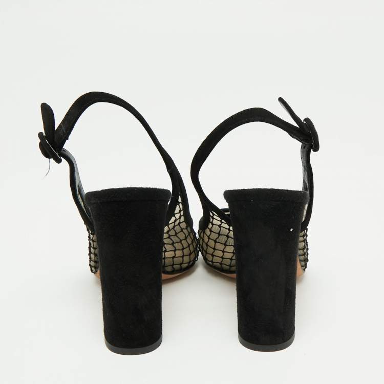 Pre Owned Dolce & Gabbana Black Suede and Mesh Slingback Pumps Size 39
