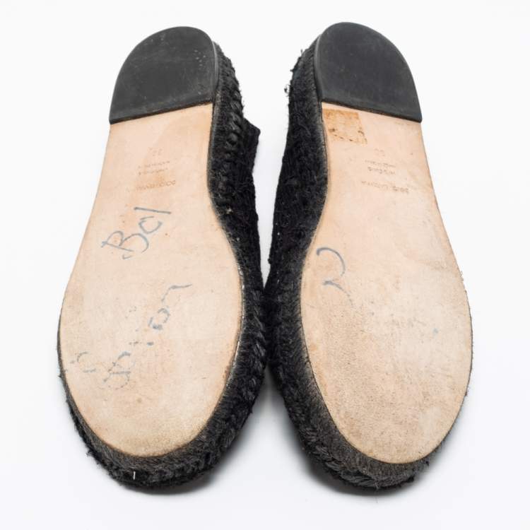 Pre Owned Dolce & Gabbana Black Lace Flat Espadrilles Size 38