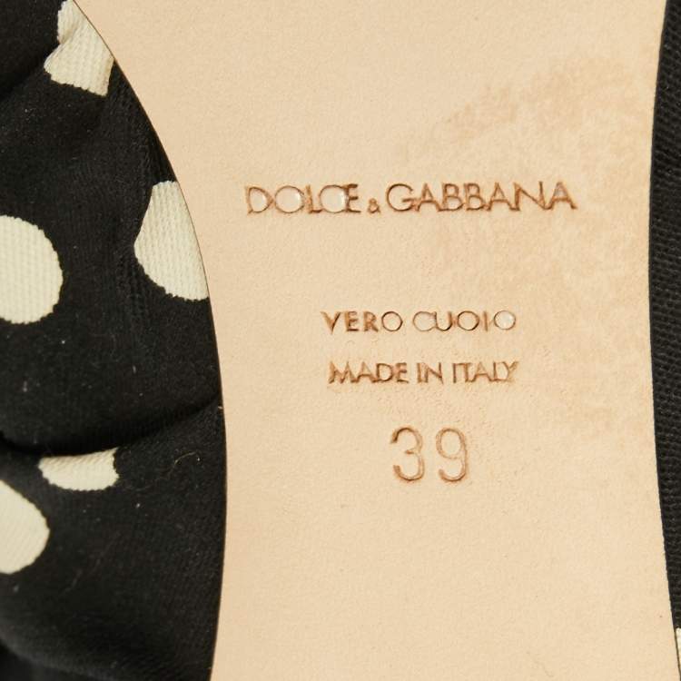 Pre Owned Dolce & Gabbana Black/White Polka Dot Fabric Peep Toe Pumps Size 39