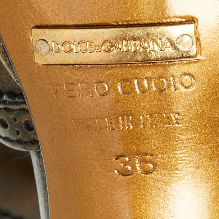 Pre Owned Dolce & Gabbana Metallic Bronze Leather Mary Jane D'orsay Pumps Size 36