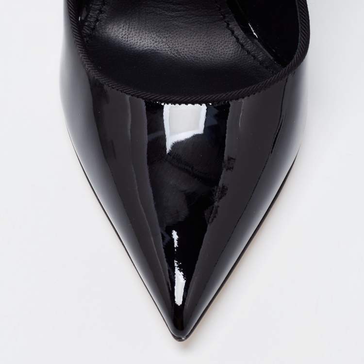 Pre Owned Dolce & Gabbana Black Patent Crystal-Embellished  Mary Jane Pumps Size 39