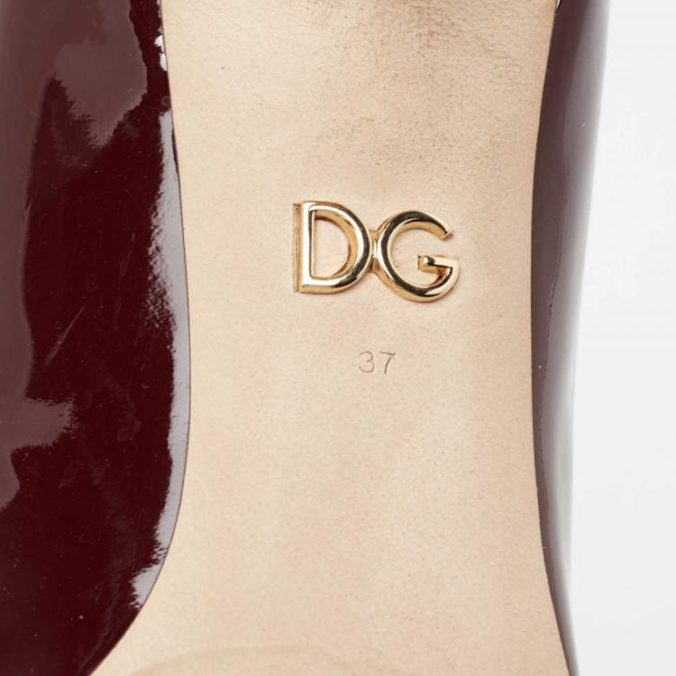 Pre Owned Dolce & Gabbana Burgundy/Beige Patent Leather Pointed Toe Pumps Size 37