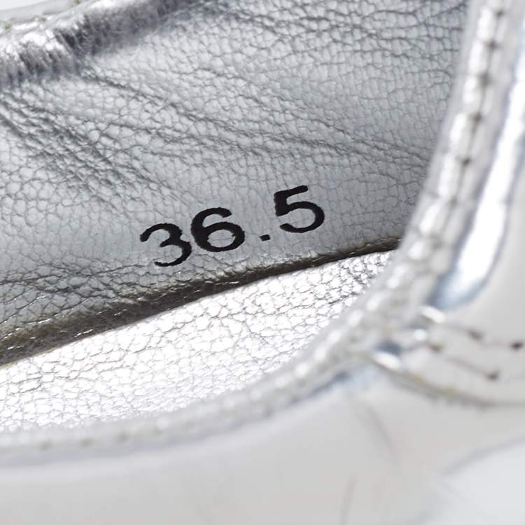 Pre Owned Dolce & Gabbana Silver Metallic Leather Limited Edition Sneakers Size 36.5