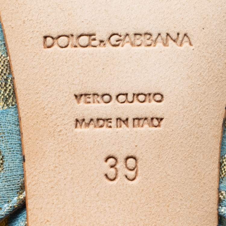 Pre Owned Dolce & Gabbana Blue Print Brocade Slingback Pointed Toe Pumps Size 39