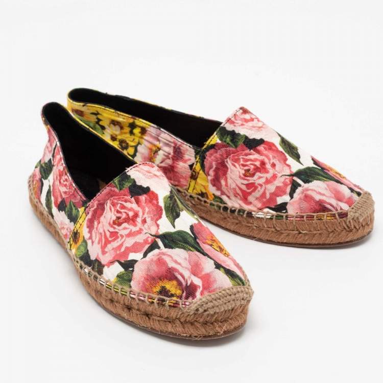 مملوكة مسبقًا Dolce & Gabbana Multicolor Floral Print Fabric Flat Espadrilles Size 40