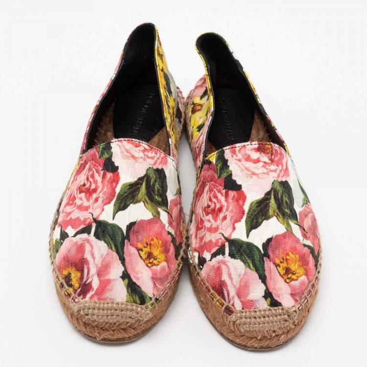 مملوكة مسبقًا Dolce & Gabbana Multicolor Floral Print Fabric Flat Espadrilles Size 40