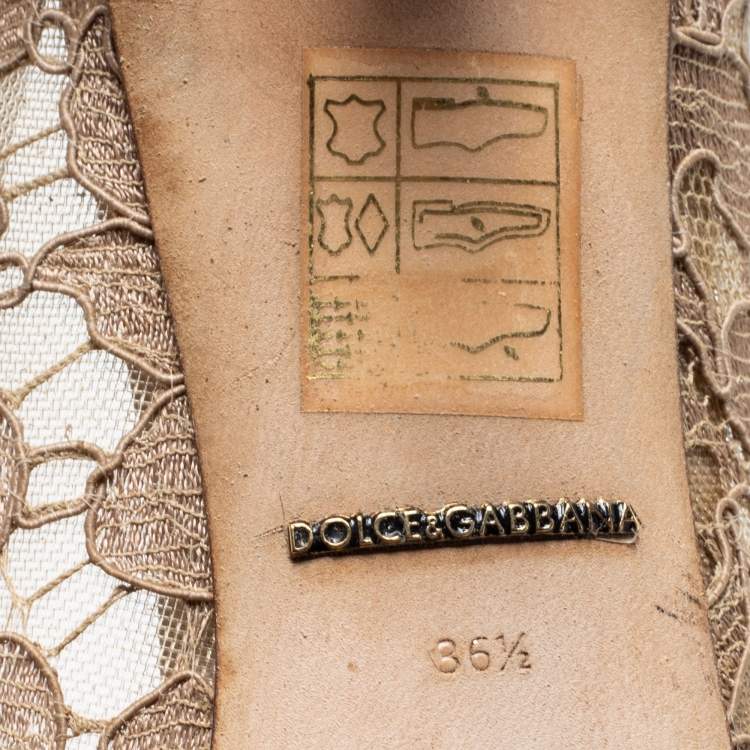 Pre Owned Dolce & Gabbana Beige Lace Bellucci Pointed Toe Pumps Size 36.5