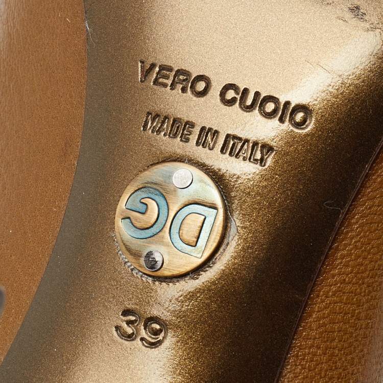 Pre Owned Dolce & Gabbana Olive Leather Round Toe Pumps Size 39
