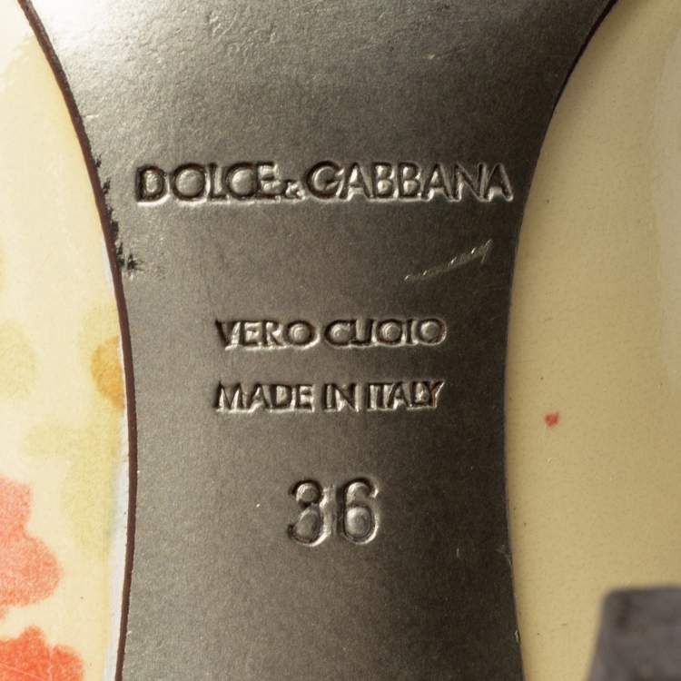 مملوكة مسبقًا Dolce & Gabbana Multicolor Floral Print Patent Leather Peep-Toe Pumps Size 36