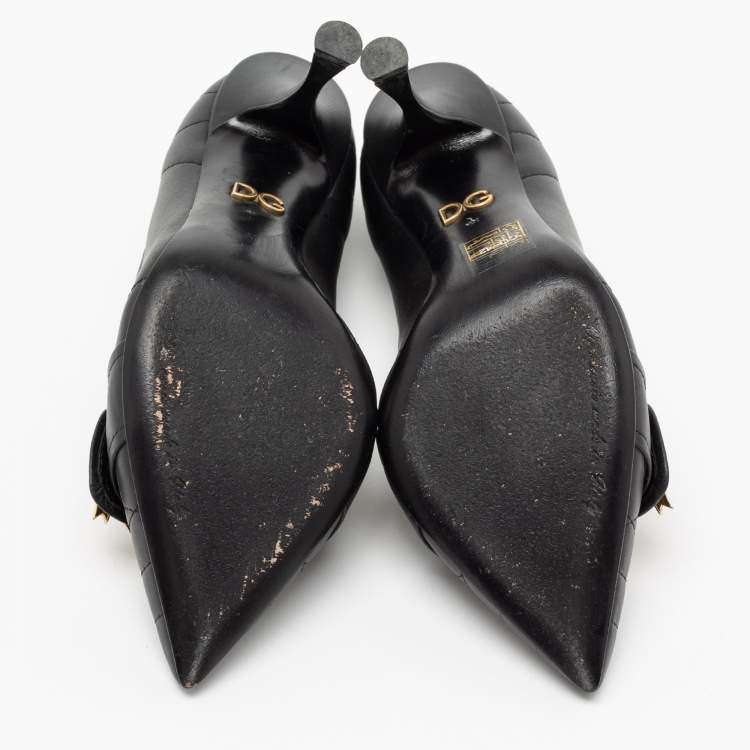 مملوكة مسبقًا Dolce & Gabbana Black Quilted Leather Buckle Detail Pumps Size 35