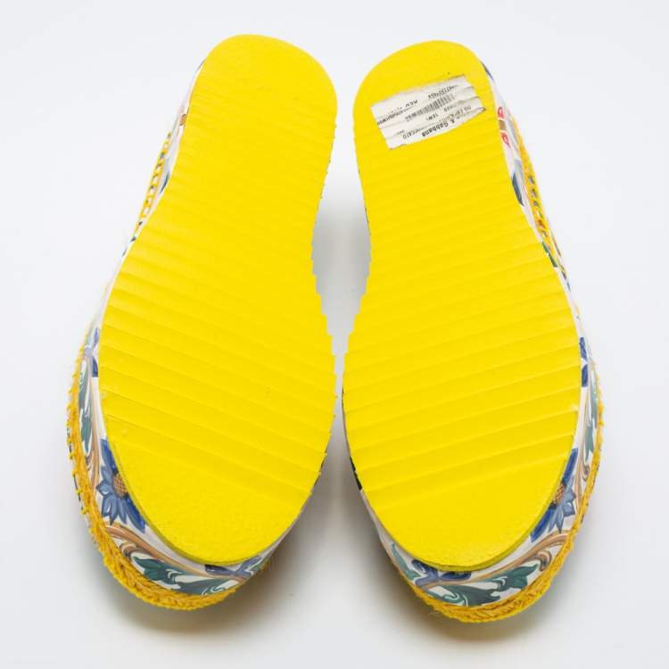 Pre Owned Dolce & Gabbana Multicolor Print Canvas Platform Espadrille Flats Size 40