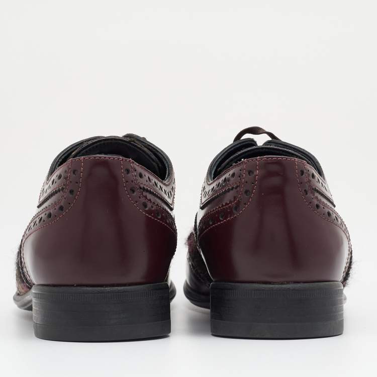 Pre Owned Dolce & Gabbana Brown Brogue Leather and Tweed Derby Size 37