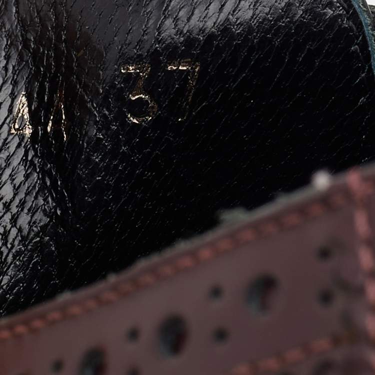 Pre Owned Dolce & Gabbana Brown Brogue Leather and Tweed Derby Size 37