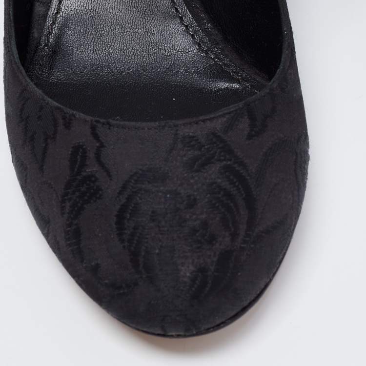 Pre Owned Dolce & Gabbana Black Brocade Fabric Mary Jane Pumps Size 39.5