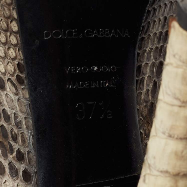 Pre Owned Dolce & Gabbana Beige/Brown Python Leather Pumps Size 37.5