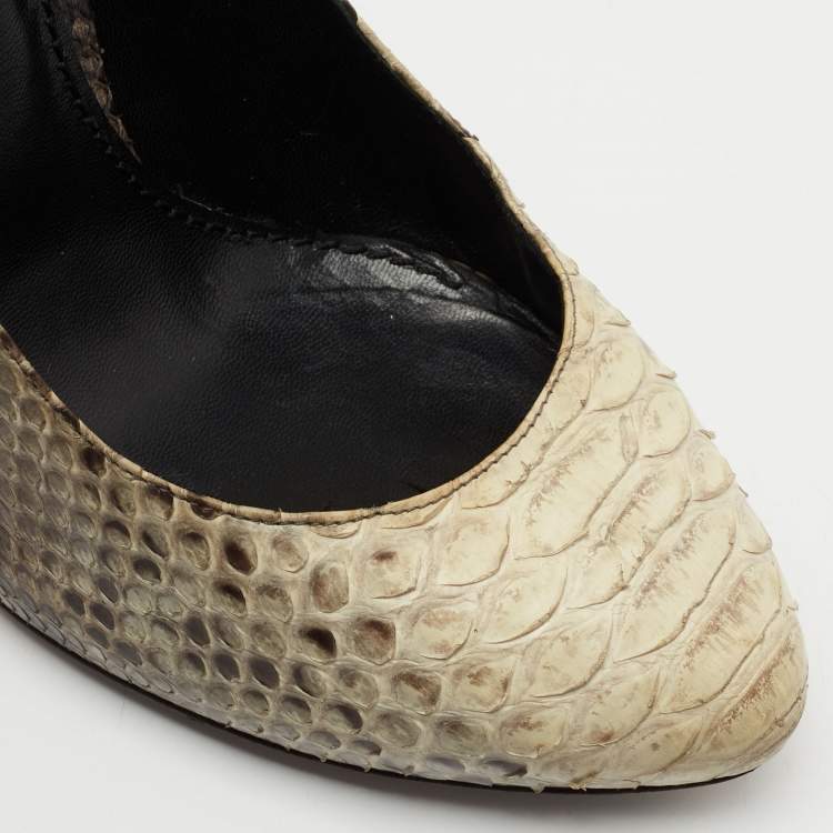 Pre Owned Dolce & Gabbana Beige/Brown Python Leather Pumps Size 37.5