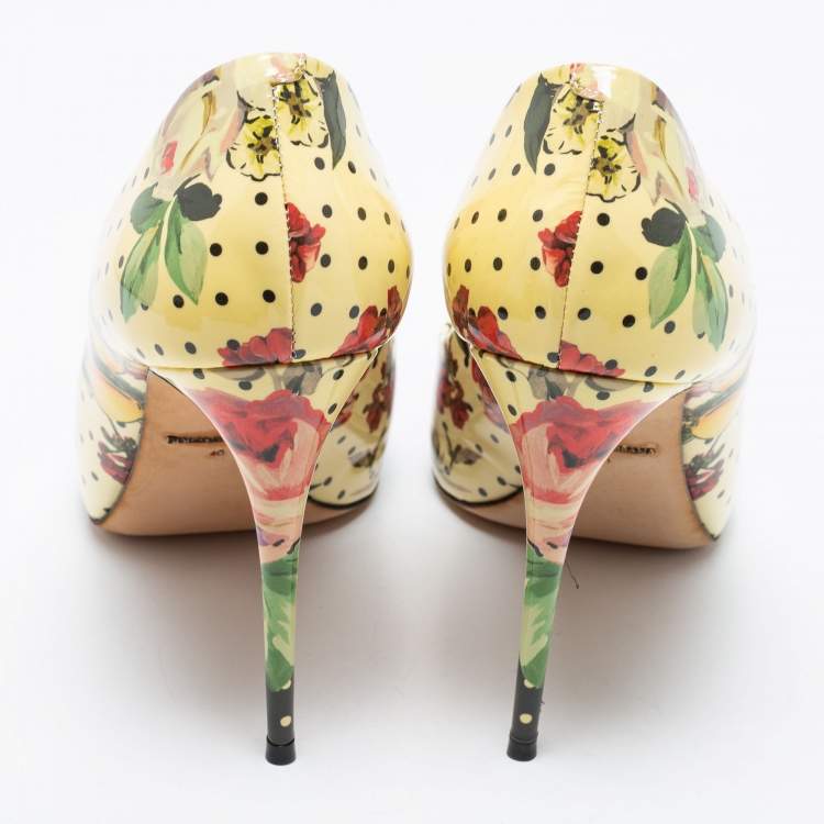 Pre Owned Dolce & Gabbana Multicolor Floral Printed Patent Leather Pointed Toe Pumps Size 40
