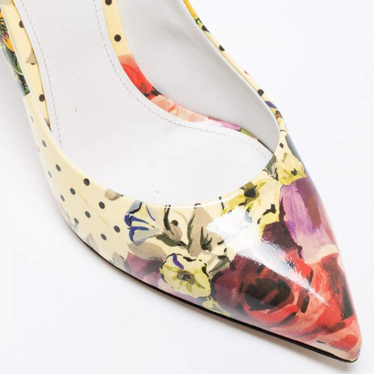Pre Owned Dolce & Gabbana Multicolor Floral Printed Patent Leather Pointed Toe Pumps Size 40