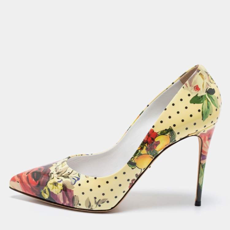 Pre Owned Dolce & Gabbana Multicolor Floral Printed Patent Leather Pointed Toe Pumps Size 40