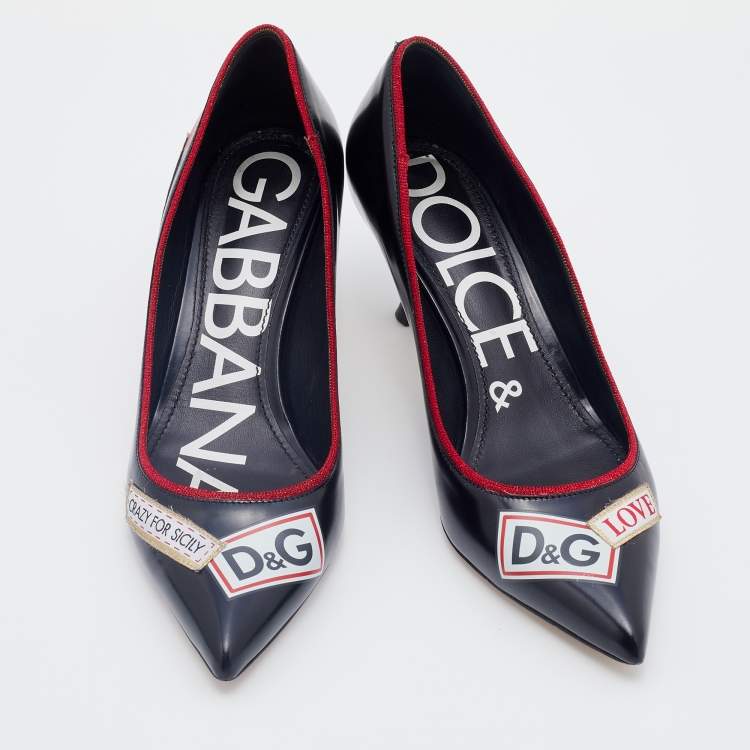 Pre Owned Dolce & Gabbana Black Leather L' Amore E' Bellezza Pumps Size 40