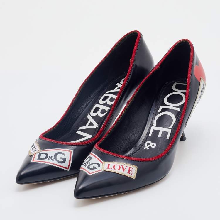 Pre Owned Dolce & Gabbana Black Leather L' Amore E' Bellezza Pumps Size 40