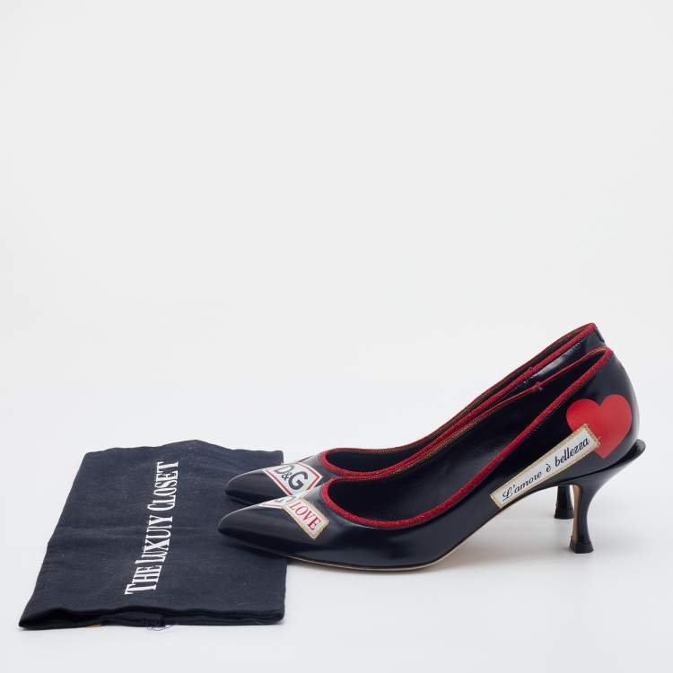 Pre Owned Dolce & Gabbana Black Leather L' Amore E' Bellezza Pumps Size 40