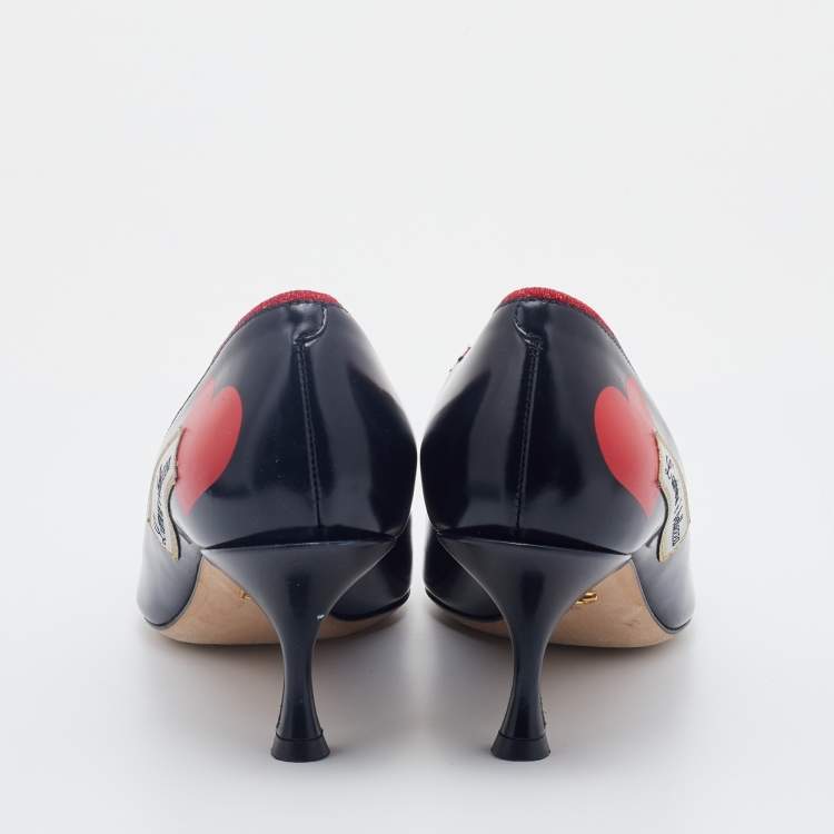 Pre Owned Dolce & Gabbana Black Leather L' Amore E' Bellezza Pumps Size 40