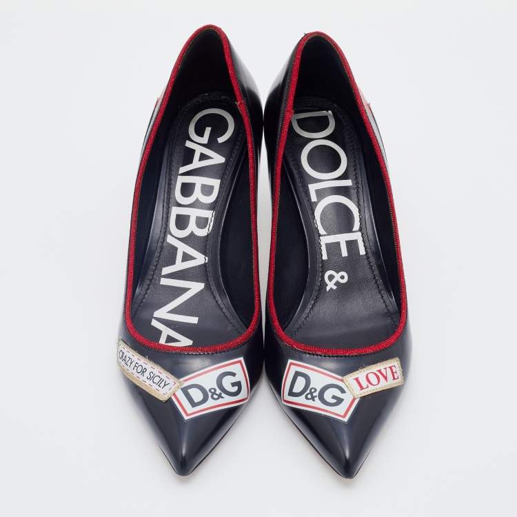 Pre Owned Dolce & Gabbana Black Leather L' Amore E' Bellezza Pumps Size 40