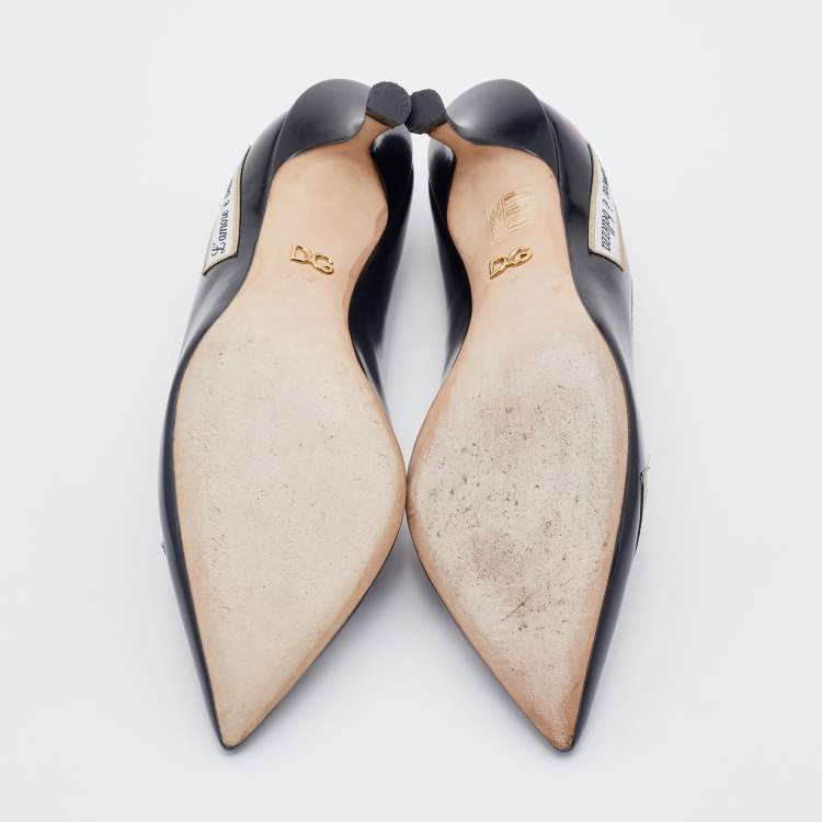 Pre Owned Dolce & Gabbana Black Leather L' Amore E' Bellezza Pumps Size 40