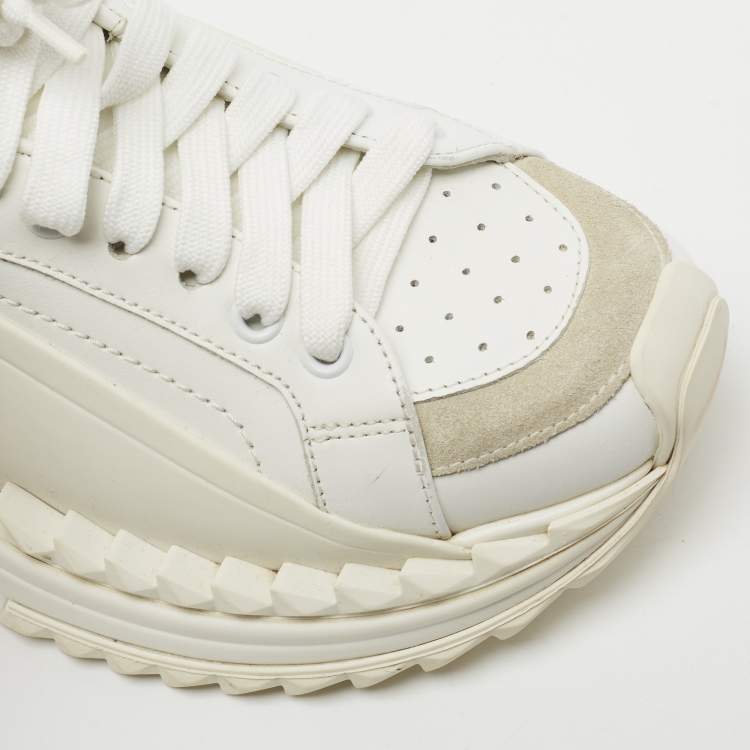 Pre Owned Dolce & Gabbana White Leather Super Queen Lace Up Sneakers  Size 37